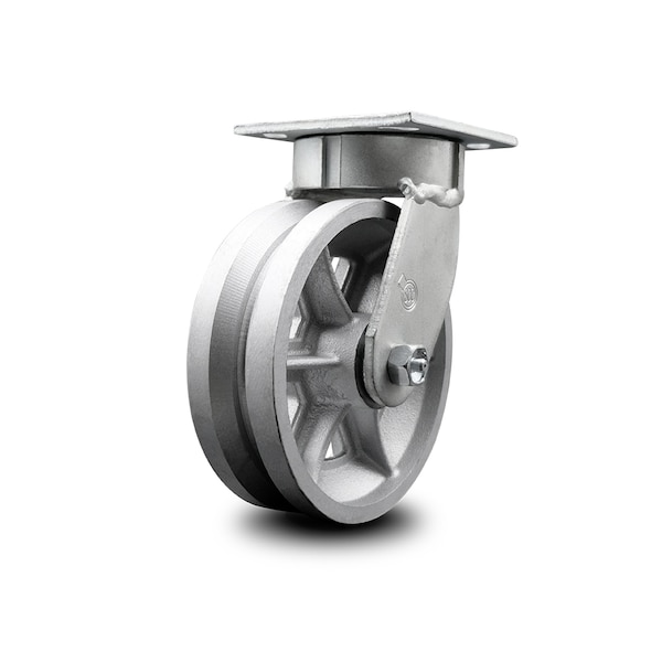 6 Inch Kingpinless V Groove Semi Steel Wheel Swivel Top Plate Caster SCC